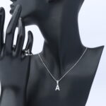 عقد فضة مع خاتم  حرف نسائي عيار 925